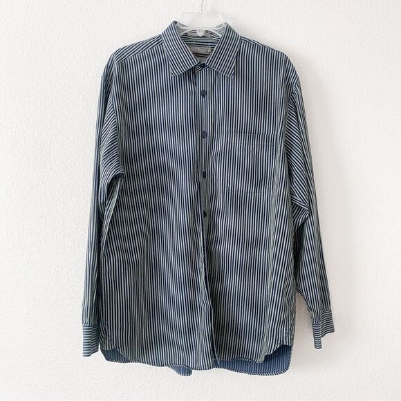 Daniel Cremieux Men's Dress Shirt Button Down Blue Green Stripes Casual Formal - Picture 1 of 7